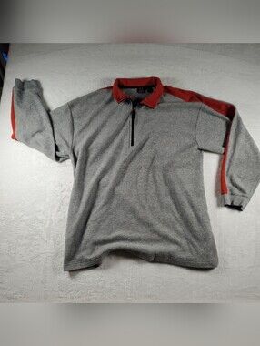 Vintage Emergency Exit Large Pullover Quarter Zip Mens Gray Burgundy Y2K READ